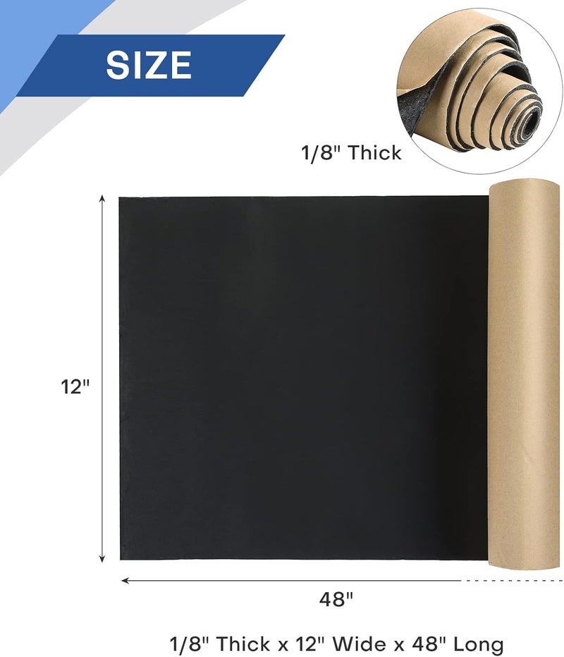 MYFULLY Sponge Neoprene Roll with Adhesive, Waterproof Foam Rubber Sheet Cut to Multiple Dimensions and Lengths for Shock Pad, Gaskets, DIY, Crafts (1/8" Thick x12 Wide x 48" Long) - Image 2